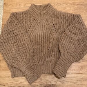 AMO Cozy Knit Cowl Sweater in Brown